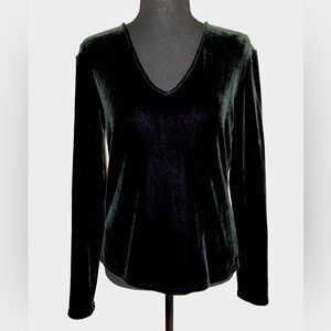 Black Velvet Long Sleeve Top 90s Ann Taylor Velour